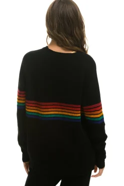 Sweatshirts | Aviator Nation RAINBOW STRIPE 6 UNISEX CASHMERE SWEATER- BLACK BLACKSweatshirtAviatorNation