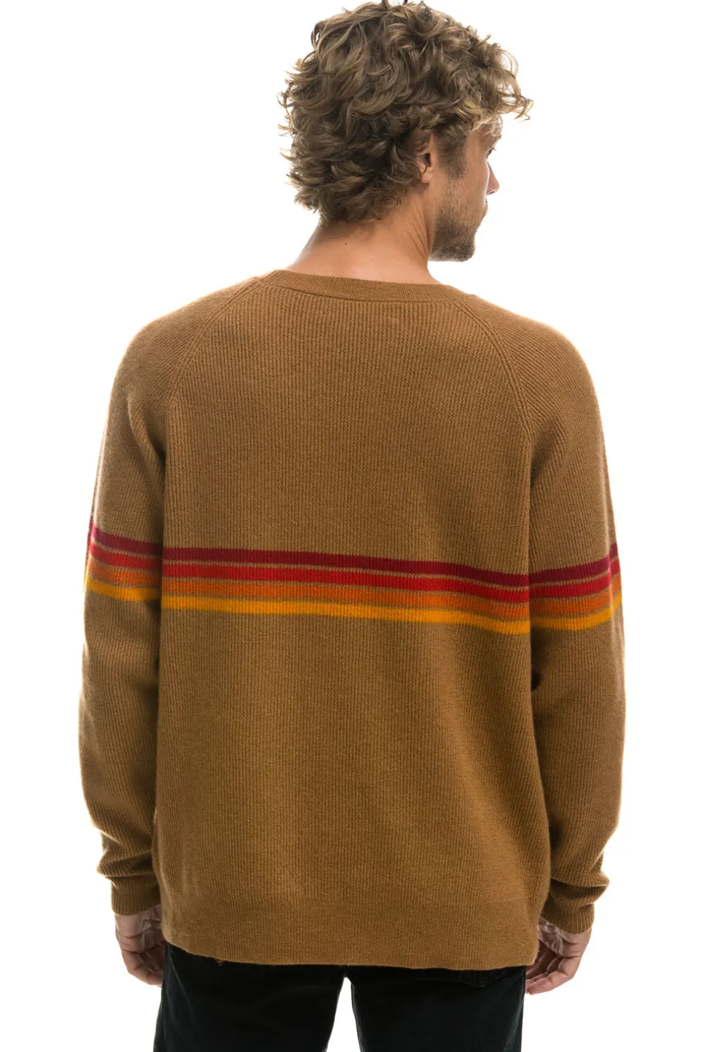 Sweatshirts | Aviator Nation RAINBOW STRIPE 4 UNISEX CASHMERE SWEATER - BUTTERSCOTCH