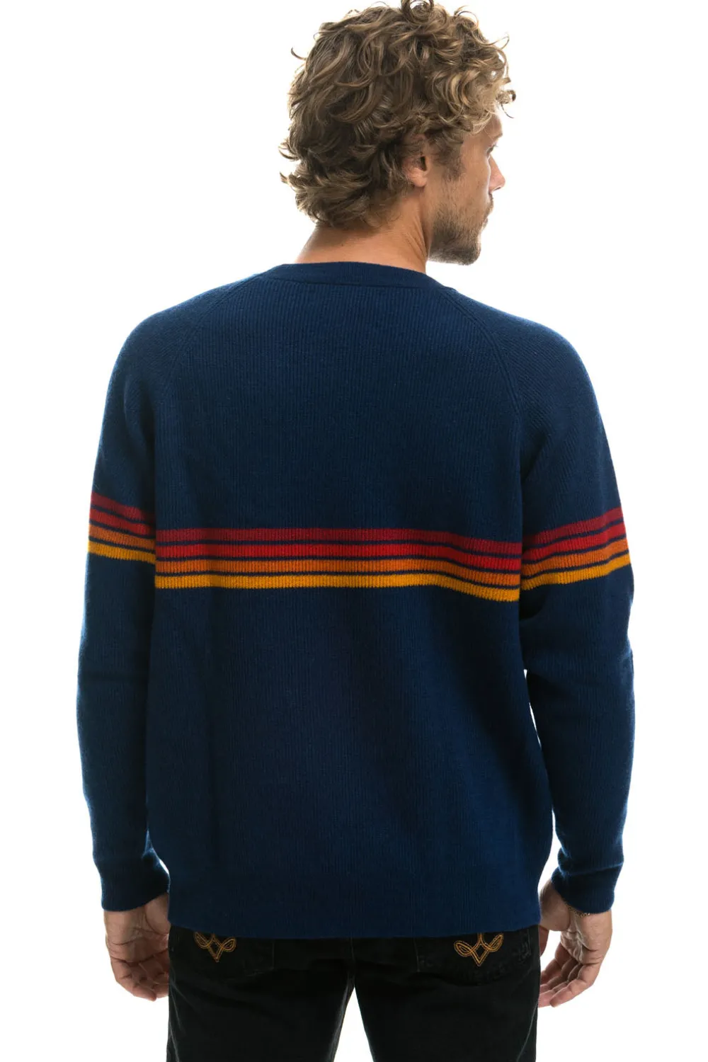 Sweatshirts | Aviator Nation RAINBOW STRIPE 4 UNISEX CASHMERE SWEATER - MIDNIGHT