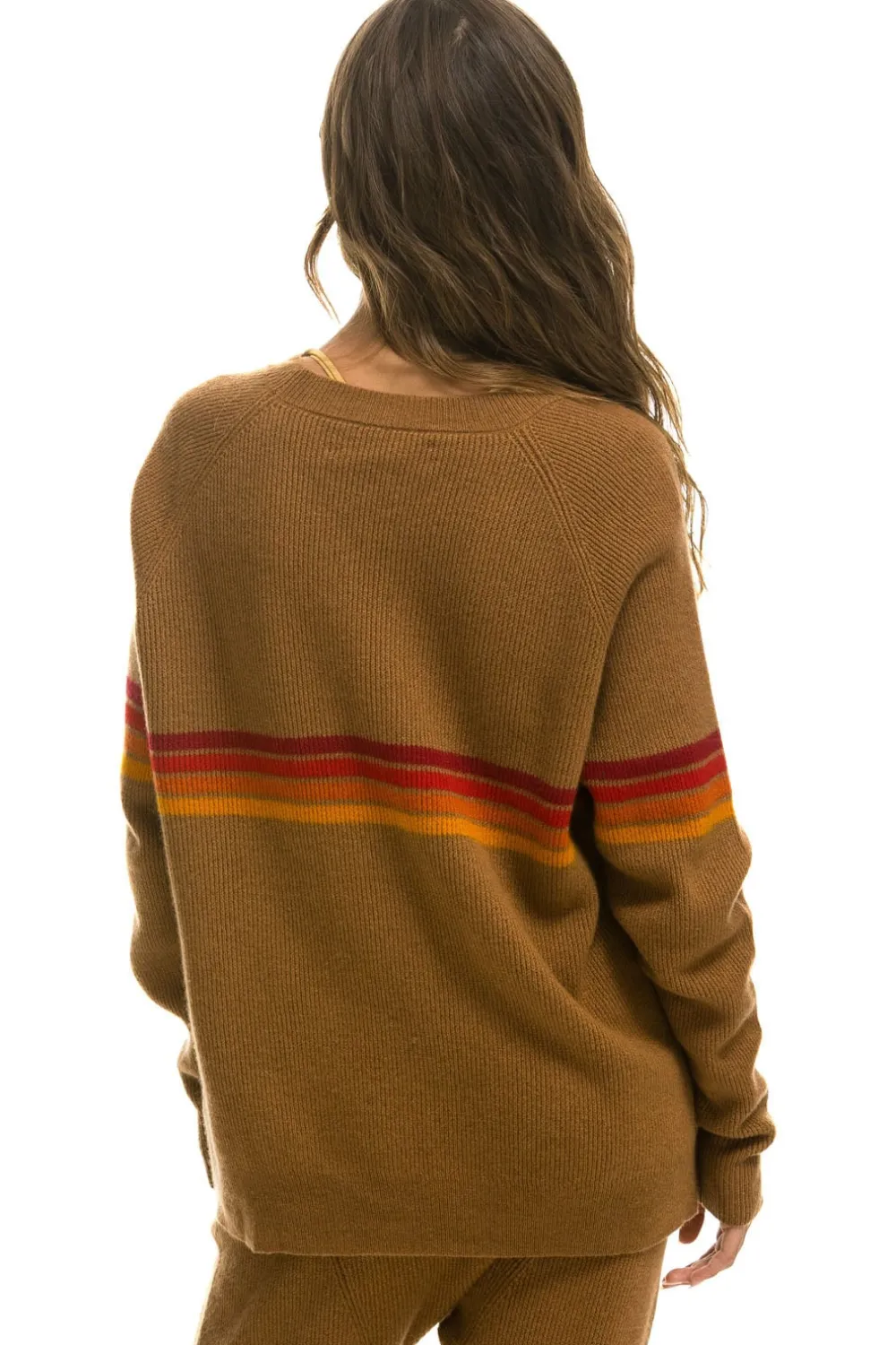 Sweatshirts | Aviator Nation RAINBOW STRIPE 4 UNISEX CASHMERE SWEATER - BUTTERSCOTCH
