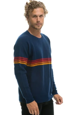 Sweatshirts | Aviator Nation RAINBOW STRIPE 4 UNISEX CASHMERE SWEATER - MIDNIGHT