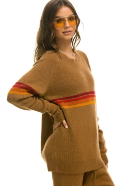 Sweatshirts | Aviator Nation RAINBOW STRIPE 4 UNISEX CASHMERE SWEATER - BUTTERSCOTCH