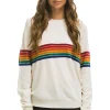 Sweatshirts | Aviator Nation RAINBOW STRIPE 6 UNISEX LIGHT CASHMERE SWEATER - SNOW