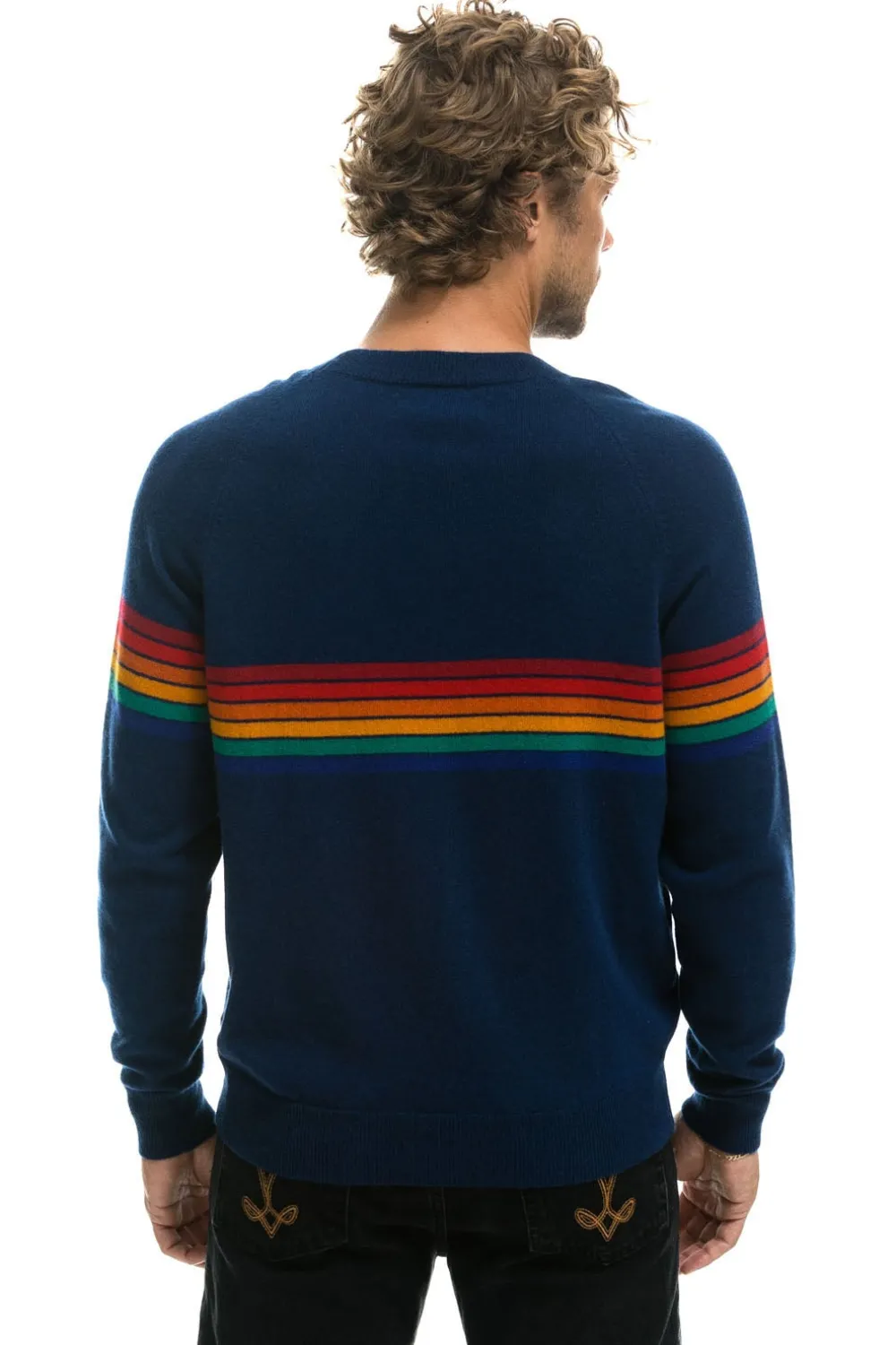 Sweatshirts | Aviator Nation RAINBOW STRIPE 6 UNISEX LIGHT CASHMERE SWEATER - MIDNIGHT