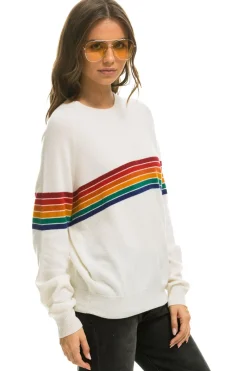 Sweatshirts | Aviator Nation RAINBOW STRIPE 6 UNISEX LIGHT CASHMERE SWEATER - SNOW