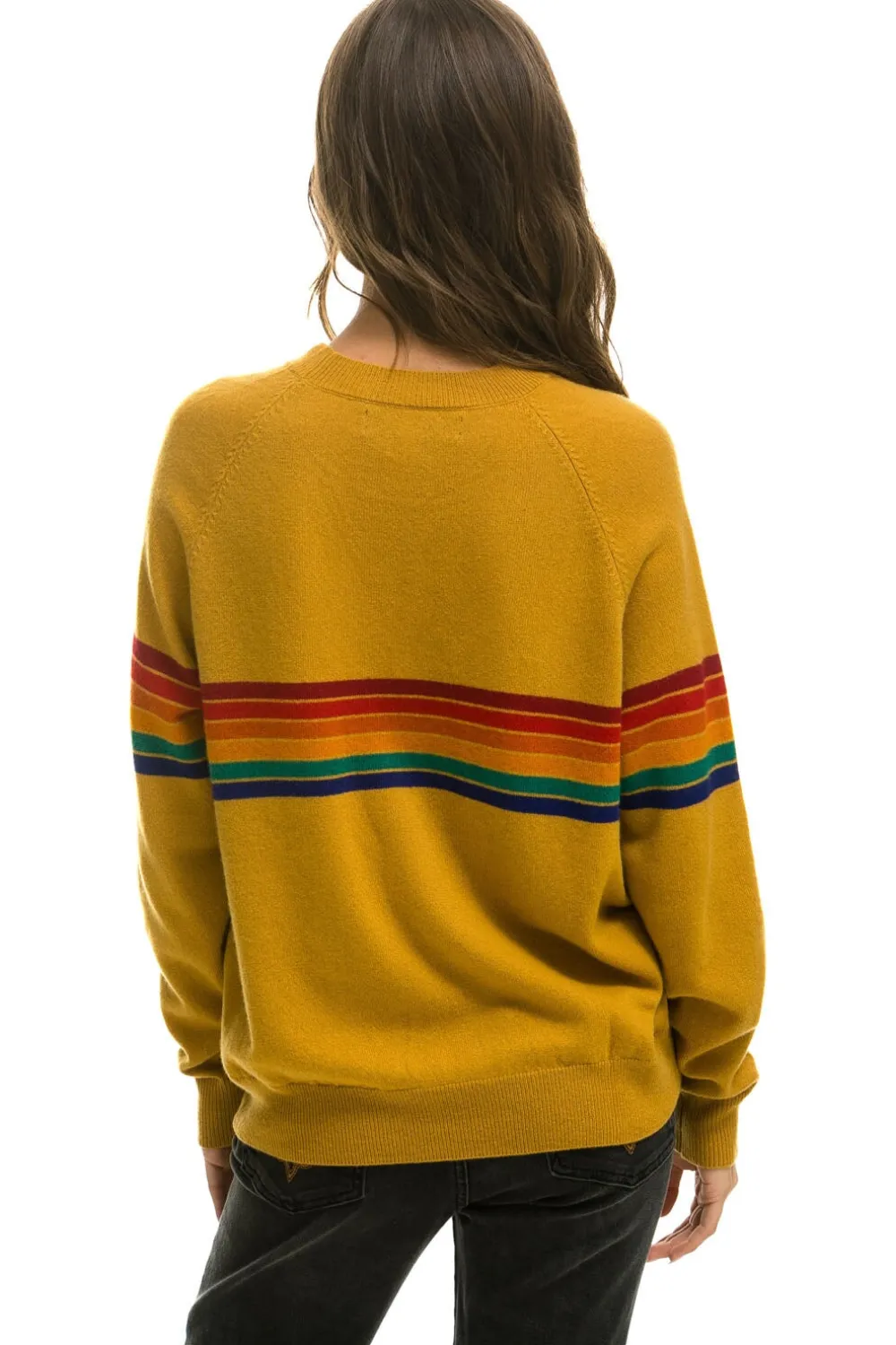 Sweatshirts | Aviator Nation RAINBOW STRIPE 6 UNISEX LIGHT CASHMERE SWEATER - HARVEST