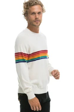 Sweatshirts | Aviator Nation RAINBOW STRIPE 6 UNISEX LIGHT CASHMERE SWEATER - SNOW