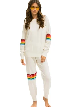 Sweatpants | Aviator Nation RAINBOW STRIPE CASHMERE LIGHT SWEATER PANT- VINTAGE WHITE VINTAGEWHITEWomensSweatpantsAviatorNation