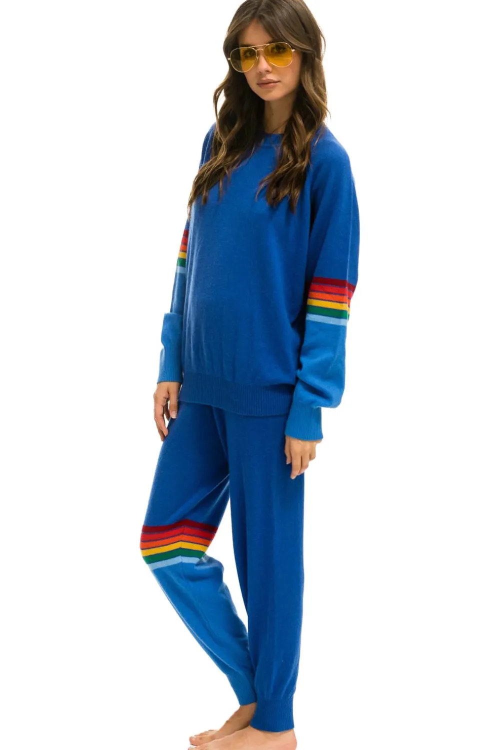 Sweatpants | Aviator Nation RAINBOW STRIPE CASHMERE LIGHT SWEATER PANT - VINTAGE BLUE VINTAGEBLUE