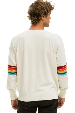 Sweatshirts | Aviator Nation RAINBOW STRIPE SLEEVE UNISEX CASHMERE LIGHT SWEATER - VINTAGE WHITE VINTAGEWHITE