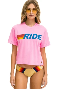 Boyfriend Tees | Tees | Aviator Nation RIDE LOGO BOYFRIEND TEE - NEON PINK NEONPINK