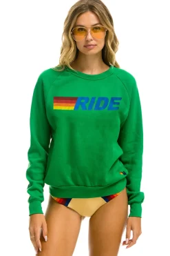 Sweatshirts | Sweatshirts | Aviator Nation RIDE LOGO CREW SWEATSHIRT - KELLY GREEN KELLYGREEN