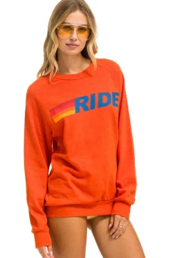Sweatshirts | Sweatshirts | Aviator Nation RIDE LOGO CREW SWEATSHIRT - ORANGE