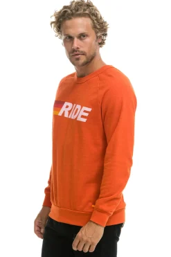Sweatshirts | Sweatshirts | Aviator Nation RIDE LOGO WHITE CREW SWEATSHIRT - ORANGE