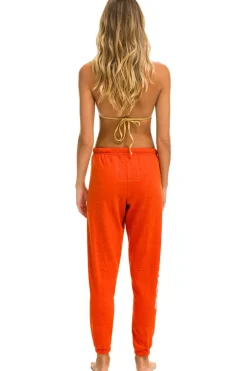 Sweatpants | Aviator Nation RIDE LOGO WHITE SWEATPANTS - ORANGE