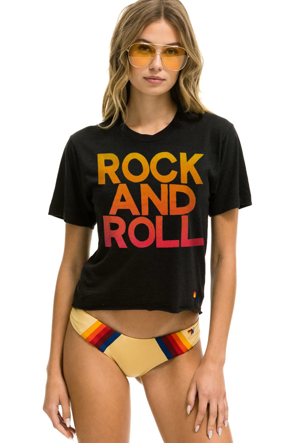 Boyfriend Tees | Tees | Aviator Nation ROCK & ROLL FADE BOYFRIEND TEE - CHARCOAL