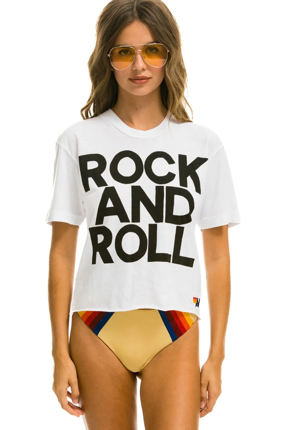 Boyfriend Tees | Tees | Aviator Nation ROCK AND ROLL BOYFRIEND TEE - WHITE