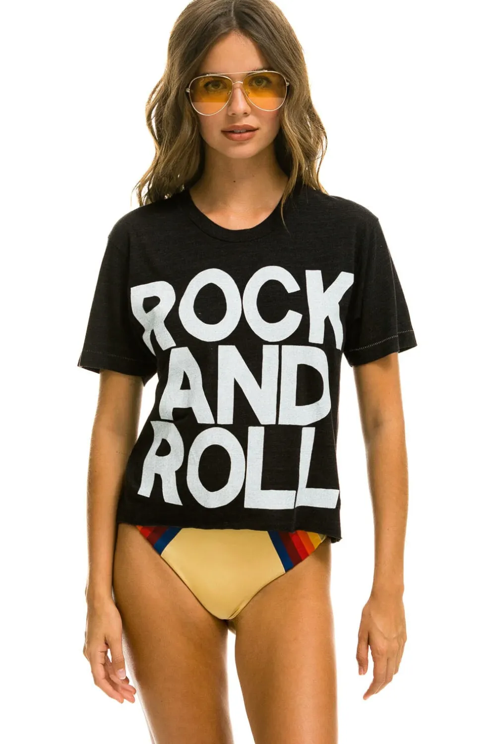 Boyfriend Tees | Tees | Aviator Nation ROCK AND ROLL BOYFRIEND TEE - BLACK