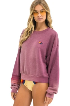 Sweatshirts | Sweatshirts | Aviator Nation RUGBY STITCH RELAXED CREW SWEATSHIRT - FADED BERRY FADEDBERRY