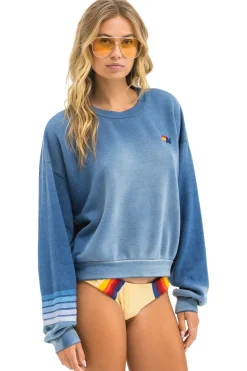 Sweatshirts | Sweatshirts | Aviator Nation RUGBY STITCH RELAXED CREW SWEATSHIRT - FADED WATER FADEDWATER