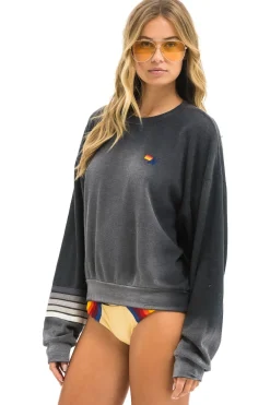 Sweatshirts | Sweatshirts | Aviator Nation RUGBY STITCH RELAXED CREW SWEATSHIRT - FADED SMOKE FADEDSMOKE