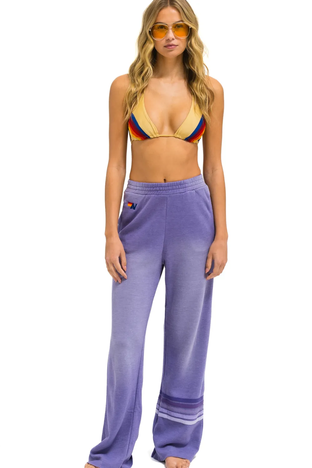 Sweatpants | Aviator Nation RUGBY STITCH WIDE LEG POCKET SWEATPANTS - FADED GRAPE FADEDGRAPE