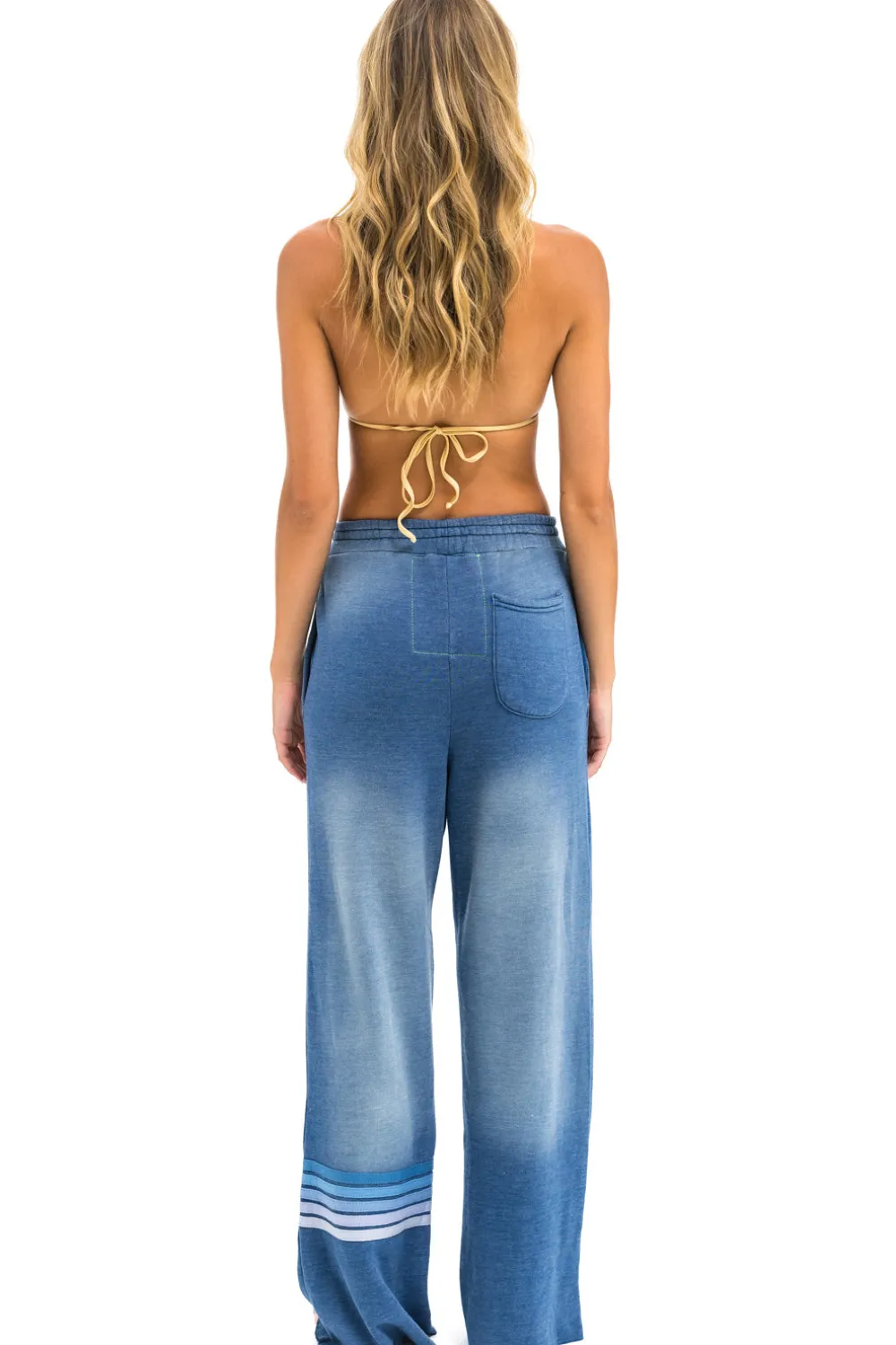 Sweatpants | Aviator Nation RUGBY STITCH WIDE LEG POCKET SWEATPANTS - FADED WATER FADEDWATER