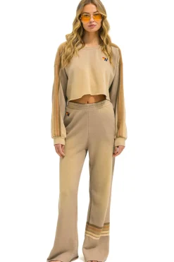 Sweatpants | Aviator Nation RUGBY STITCH WIDE LEG POCKET SWEATPANTS - FADED TAN FADEDTAN