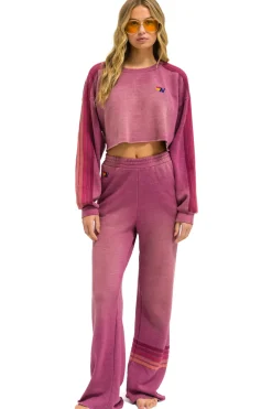 Sweatpants | Aviator Nation RUGBY STITCH WIDE LEG POCKET SWEATPANTS - FADED BERRY FADEDBERRY