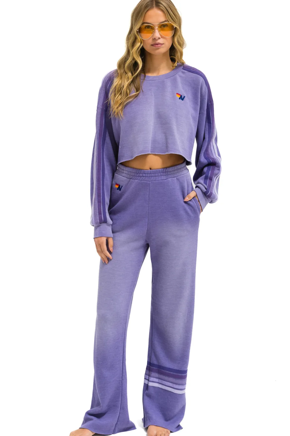 Sweatpants | Aviator Nation RUGBY STITCH WIDE LEG POCKET SWEATPANTS - FADED GRAPE FADEDGRAPE
