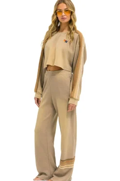 Sweatpants | Aviator Nation RUGBY STITCH WIDE LEG POCKET SWEATPANTS - FADED TAN FADEDTAN
