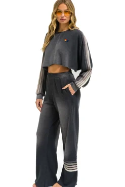 Sweatpants | Aviator Nation RUGBY STITCH WIDE LEG POCKET SWEATPANTS - FADED SMOKE FADEDSMOKE