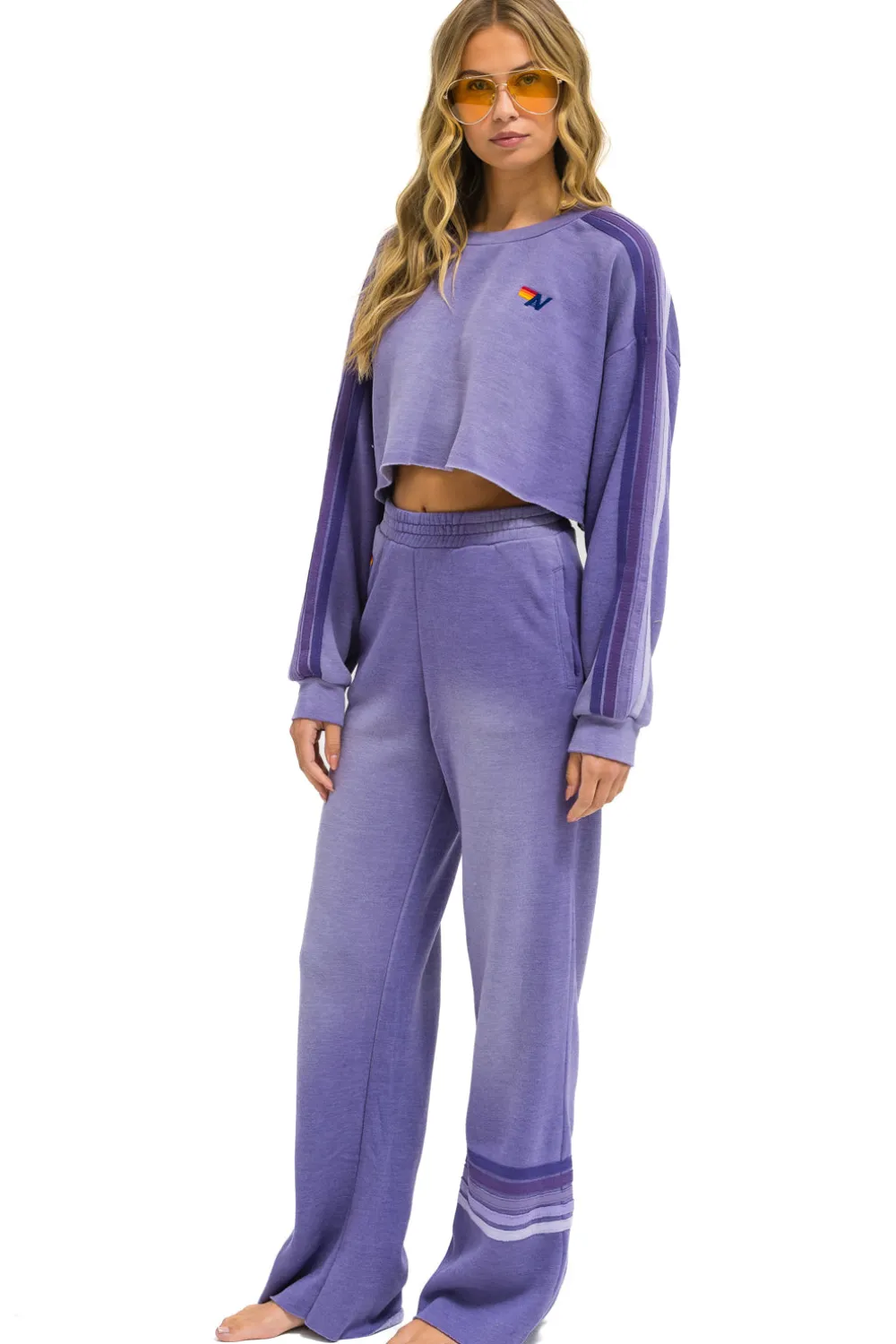 Sweatpants | Aviator Nation RUGBY STITCH WIDE LEG POCKET SWEATPANTS - FADED GRAPE FADEDGRAPE