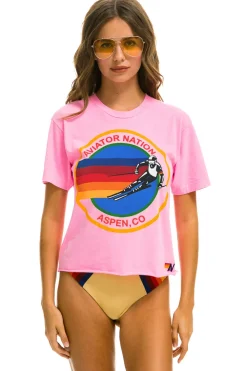 Boyfriend Tees | Aviator Nation SIGNATURE ASPEN BOYFRIEND TEE - NEON PINK NEONPINK