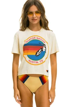Boyfriend Tees | Aviator Nation SIGNATURE AUSTIN BOYFRIEND TEE - VINTAGE WHITE VINTAGEWHITE