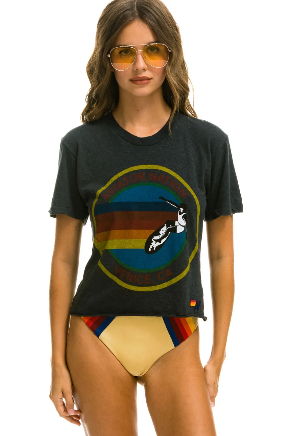 Boyfriend Tees | Tees | Aviator Nation SIGNATURE BOYFRIEND TEE - CHARCOAL