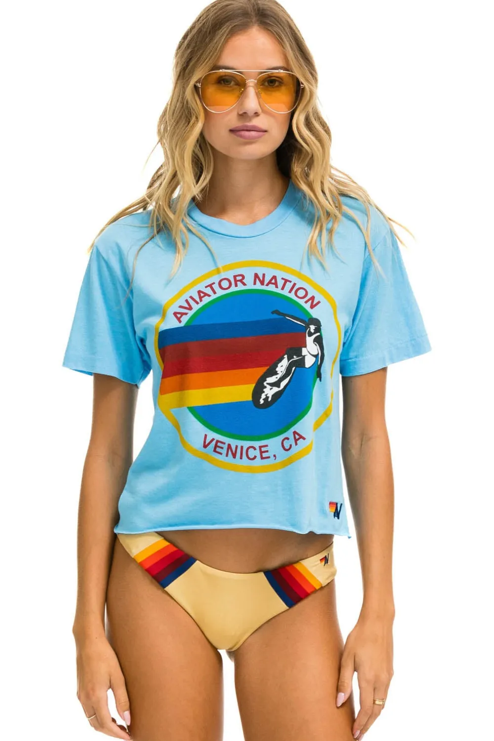 Boyfriend Tees | Tees | Aviator Nation SIGNATURE BOYFRIEND TEE - SKY