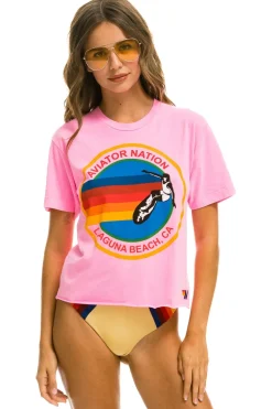 Boyfriend Tees | Aviator Nation SIGNATURE LAGUNA BEACH BOYFRIEND TEE - NEON PINK NEONPINK