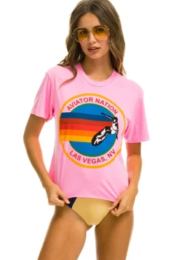 Boyfriend Tees | Aviator Nation SIGNATURE LAS VEGAS BOYFRIEND TEE - NEON PINK NEONPINK