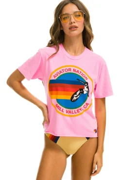 Boyfriend Tees | Aviator Nation SIGNATURE MILL VALLEY BOYFRIEND TEE - NEON PINK NEONPINK