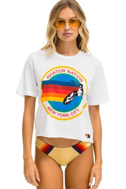 Boyfriend Tees | Aviator Nation SIGNATURE NEW YORK CITY BOYFRIEND TEE - WHITE