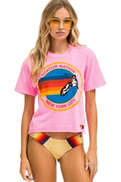 Boyfriend Tees | Aviator Nation SIGNATURE NEW YORK CITY BOYFRIEND TEE - NEON PINK NEONPINK