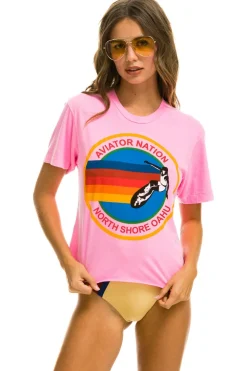 Boyfriend Tees | Aviator Nation SIGNATURE NORTH SHORE BOYFRIEND TEE - NEON PINK NEONPINK