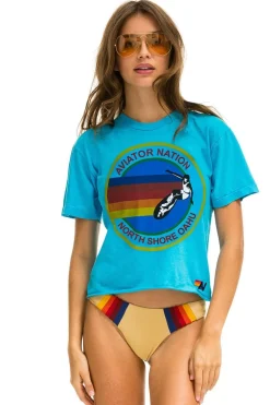 Boyfriend Tees | Aviator Nation SIGNATURE NORTH SHORE BOYFRIEND TEE - NEON BLUE NEONBLUE