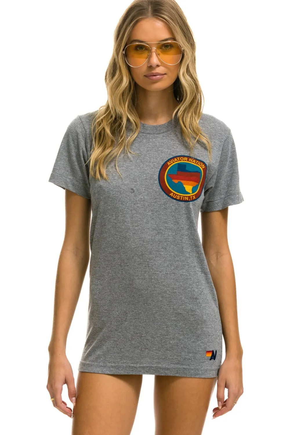 Tees | Tees | Aviator Nation SIGNATURE TEXAS SMALL LOGO TEE - HEATHER GREY HEATHERGREY