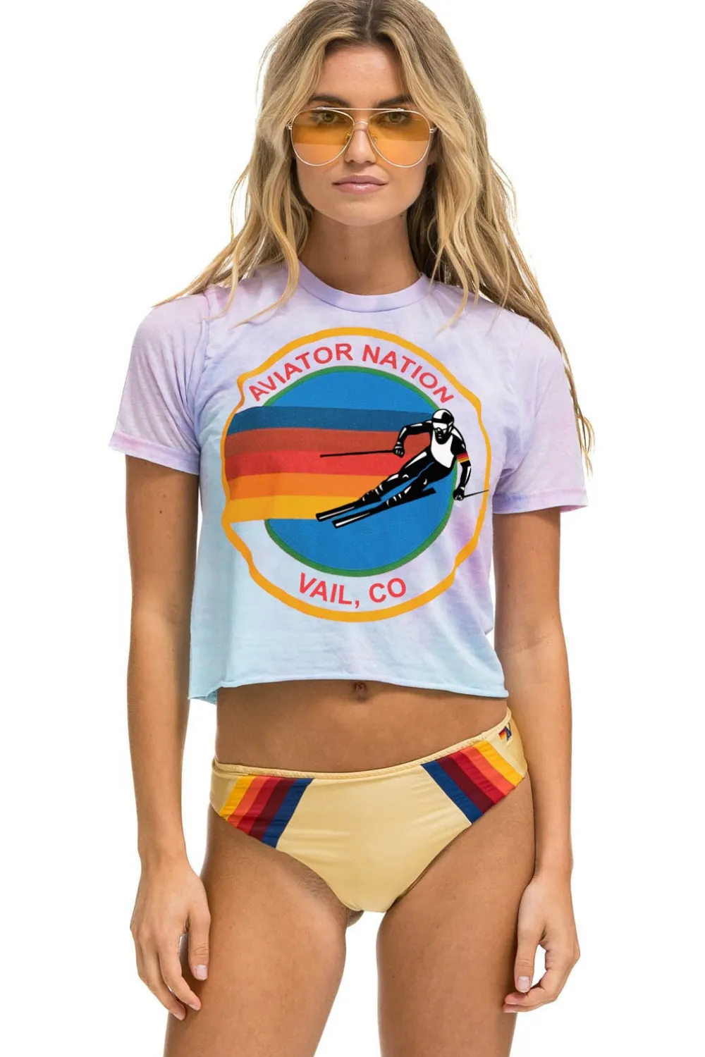 Boyfriend Tees | Aviator Nation SIGNATURE VAIL BOYFRIEND TEE - TIE DYE BUBBLE GUM TIEDYEBUBBLEGUM
