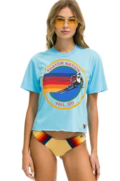 Boyfriend Tees | Aviator Nation SIGNATURE VAIL BOYFRIEND TEE - SKY