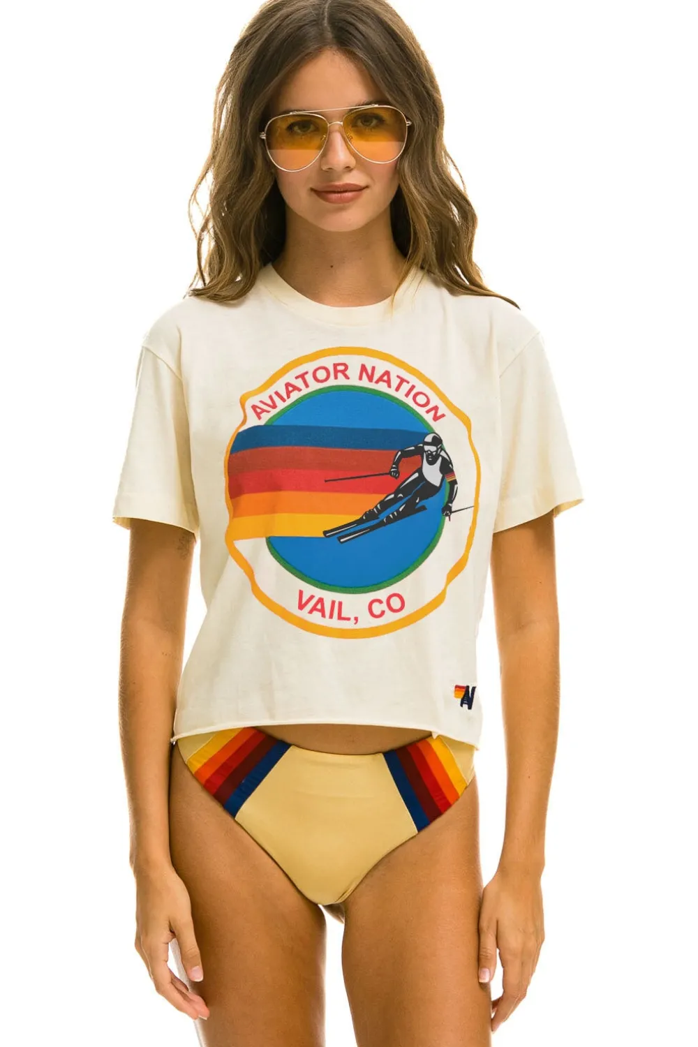 Boyfriend Tees | Aviator Nation SIGNATURE VAIL BOYFRIEND TEE - VINTAGE WHITE VINTAGEWHITE