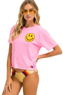 Boyfriend Tees | Tees | Aviator Nation SMILEY 2 BOYFRIEND TEE - NEON PINK NEONPINK