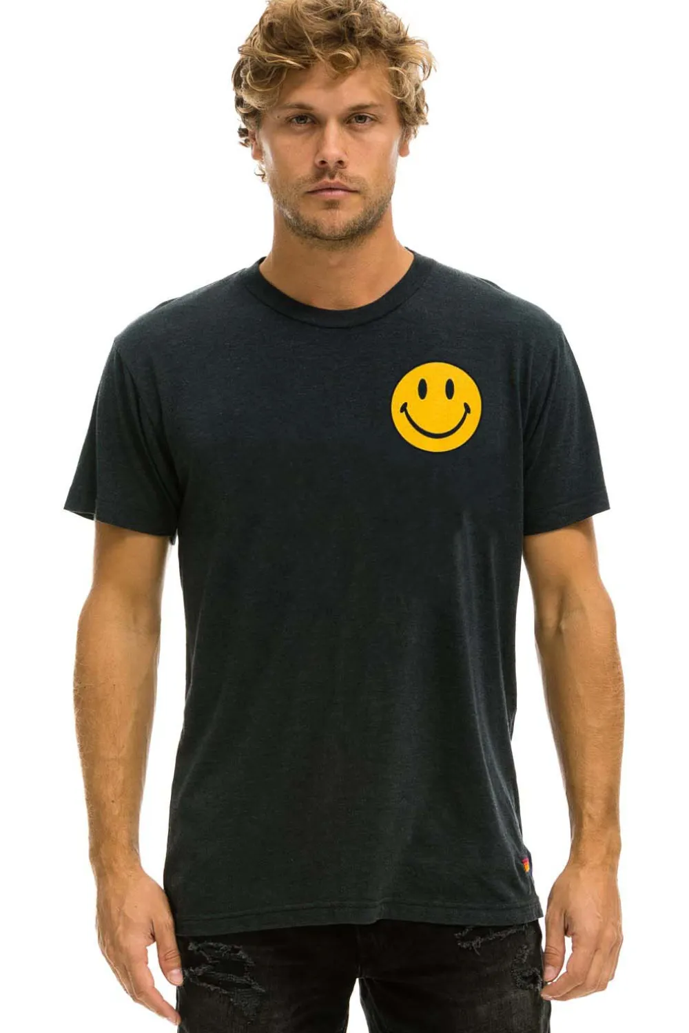 Tees | Tees | Aviator Nation SMILEY 2 CREW TEE - CHARCOAL
